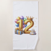 Serviette De Plage Joyeux 12e Anniversaire (Devant)