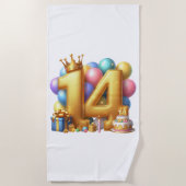 Serviette De Plage Joyeux 14ème anniversaire (Devant)