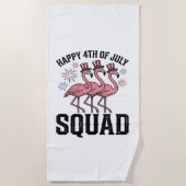 Serviette De Plage Joyeux 4 juillet Flamingo Squad Vector Design_1 (Devant)