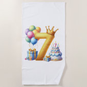 Serviette De Plage Joyeux 7ème Anniversaire (Devant)