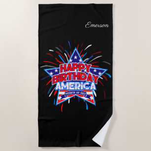 Serviette De Plage Joyeux anniversaire 4 juillet indépendance de l'Am