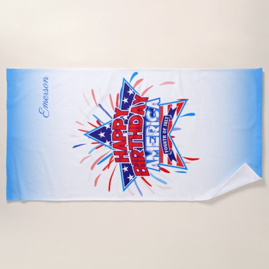 Serviette De Plage Joyeux anniversaire 4 juillet indépendance de l'Am (Devant)
