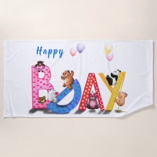 Serviette De Plage Joyeux Anniversaire Plage Serviette Cadeau Bears B