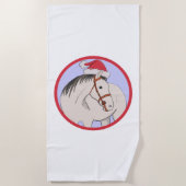 Serviette De Plage Joyeux Cheval de Noël (Devant)