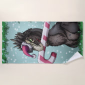 Serviette De Plage Joyeux dinosaure de Noël (Devant)