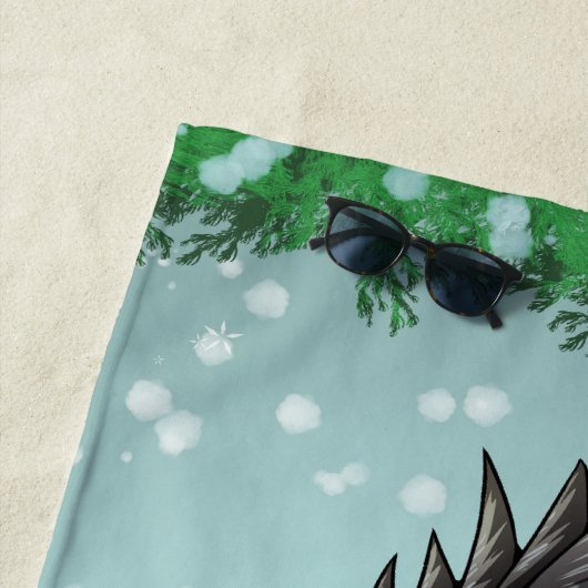 Serviette De Plage Joyeux dinosaure de Noël (En situation)