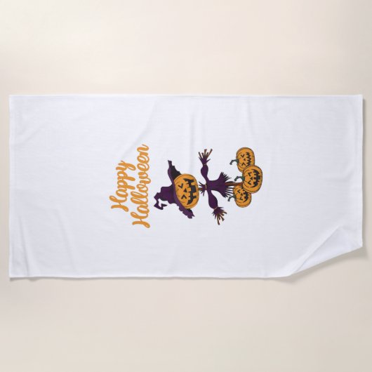 Serviette De Plage Joyeux épouvantail d'Halloween (Devant)