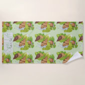 Serviette De Plage Joyeux escargots sur l'art de la feuille de laitue (Devant)