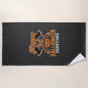 Serviette De Plage Joyeux Halloween Chasse Haches Croisées Citrouille