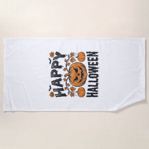 Serviette De Plage Joyeux Halloween Citrouille Design de Gravure Vint