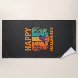 Serviette De Plage Joyeux Halloween Citrouille Vintage Vecteur