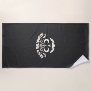 Serviette De Plage Joyeux Halloween Citrouille Visage Design_1