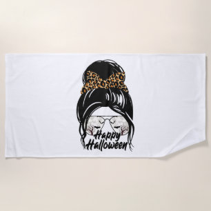 Serviette De Plage Joyeux Halloween Jour 2021 Halloween Leopard Maman