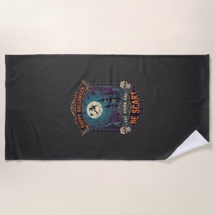 Serviette De Plage Joyeux Halloween Sorcière Château Crânes Gras Boir