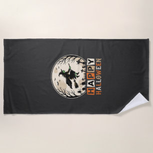 Serviette De Plage Joyeux Halloween Sorcière Lune Cimetière Conceptio