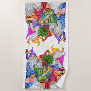 Serviette De Plage Joyeux Noël Beach Towel Gnome Célébration