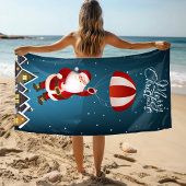 Serviette De Plage Joyeux Noël mignon Parachute moderne Père Noël