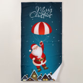 Serviette De Plage Joyeux Noël mignon Parachute moderne Père Noël (Devant)