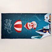 Serviette De Plage Joyeux Noël mignon Parachute Moderne Snowman (Devant)