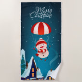 Serviette De Plage Joyeux Noël mignon Parachute Moderne Snowman (Devant)