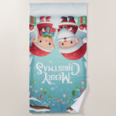 Serviette De Plage Joyeux Noël/père Noël/neige elfes (Devant)