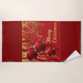 Serviette De Plage Joyeux Noël rouge et or (Devant)