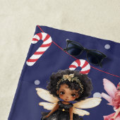 Serviette De Plage Joyeux rennes de Noël Peppermenthe Fairy avec nom (En situation)