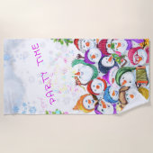 Serviette De Plage Joyeux Snowmans Joyeux Noël Beach Towel Party (Devant)