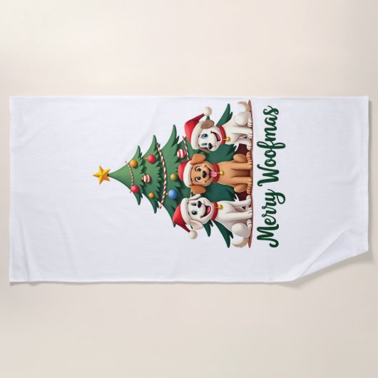 Serviette De Plage Joyeux Woofmas (2) (Devant)