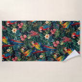 Serviette De Plage Jungle de perroquets (Devant)
