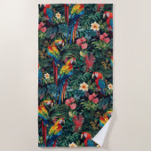 Serviette De Plage Jungle de perroquets (Devant)
