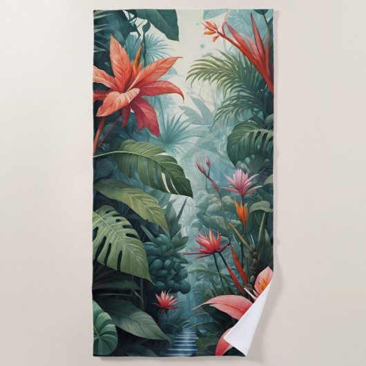 Serviette De Plage Jungle Floral 2 (Devant)