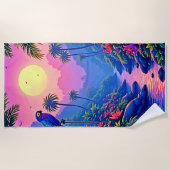 Serviette De Plage Jungle Lune Blue Parrot Paradise (Devant)