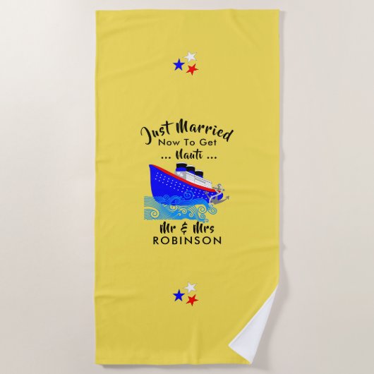Serviette De Plage Juste Marié Funny Cruise Ship Personnalisé (Devant)