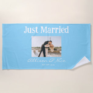 Serviette De Plage Juste marié Mariage photo et texte personnalisé