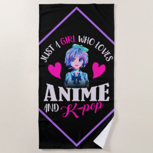 Serviette De Plage Juste une fille qui aime Anime et K-Pop