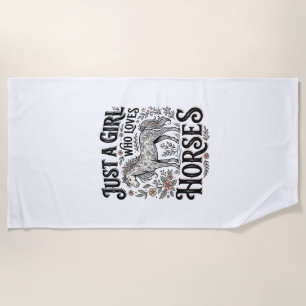 Serviette De Plage Juste une fille qui aime les chevaux dessin floral