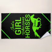 Serviette De Plage Juste Une Fille Qui Aime Les Chevaux Personnalisés (Devant)