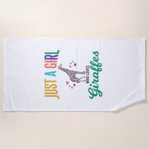 Serviette De Plage Juste une fille qui aime les girafes vintage vecte