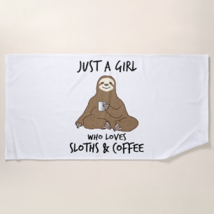 Serviette De Plage Juste une fille qui aime Sloths Coffee