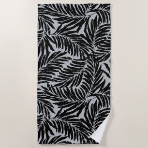 Serviette De Plage Kahanu Garden Palm Hawaiian Feuilles - Argent