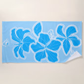 Serviette De Plage Kailua Hibiscus Hawaiian Ingénié Floral - Bleu (Devant)