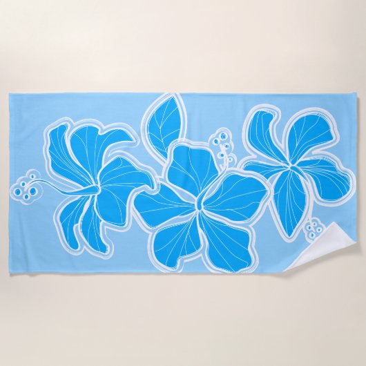 Serviette De Plage Kailua Hibiscus Hawaiian Ingénié Floral - Bleu (Devant)