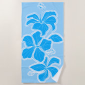 Serviette De Plage Kailua Hibiscus Hawaiian Ingénié Floral - Bleu (Devant)