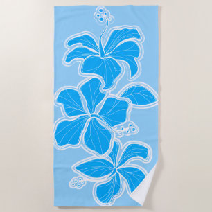 Serviette De Plage Kailua Hibiscus Hawaiian Ingénié Floral - Bleu