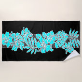 Serviette De Plage Kalaheo Hawaii Hibiscus Floral Tapa - Turq (Devant)
