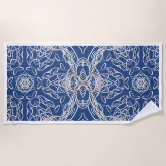 Serviette De Plage Kaleidoscope Bleu clair, Blanc, Étoile simple