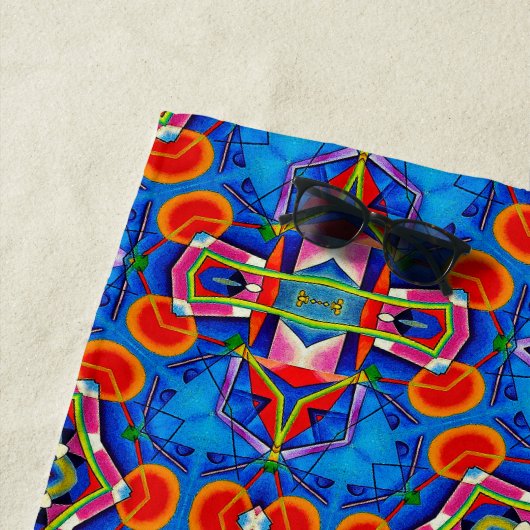 Serviette De Plage Kaléidoscope peinture à l’huile multicolore (En situation)