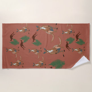 Serviette De Plage Kangourou, Animaux Australiens Art