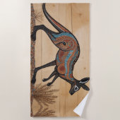Serviette De Plage Kangourou, thème aborigène australien (Devant)